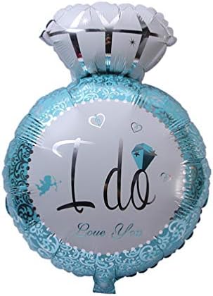 Balões azuis de holibanna azul decoração de diamante 4pcs eu faço balão de diamante anel para o aniversário de casamento