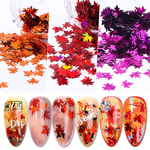 6 cores Maple Leaf Glitter Unhas lantejas de unhas de queda