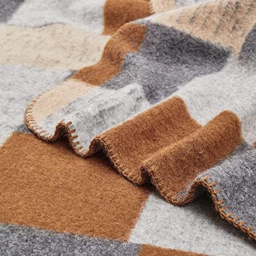 Hahawooi Merino Lã arremesso de lã, 60 × 80 polegadas de tamanho duplo de tamanho de sofá Jacquard Sofá Classic Sofá Planto