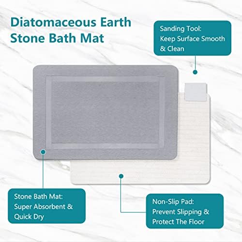 Mat de banho de pedra secagem rápida - tapete de banho de diatomáceas tape