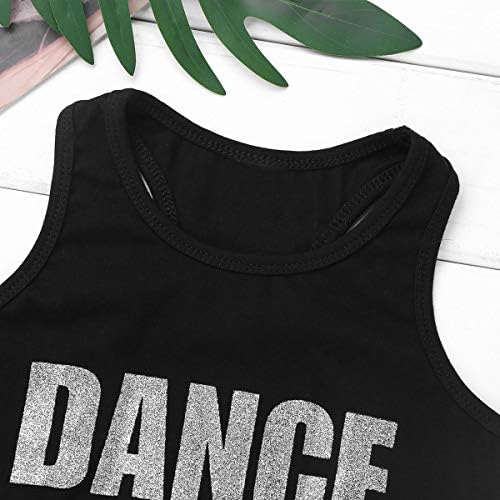 Aiihoo infantil garotas esportivo hip hop jazz dançando fitness executar letras de blusa impressas pilotos traseiros top