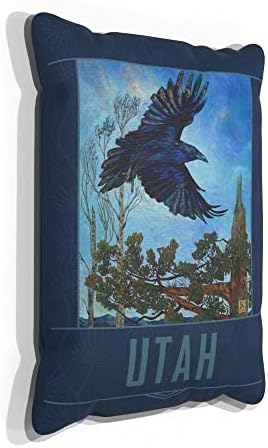 Utah Raven Canvas Jogue travesseiro para sofá ou sofá em casa e escritório da pintura a óleo do artista Kari Lehr 13 x 19.
