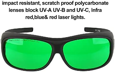 Óculos de proteção para os olhos BBF It 650nm Laser Protetive Glasses, hidroponia LED Grow Grow Grones com bolsa, preto