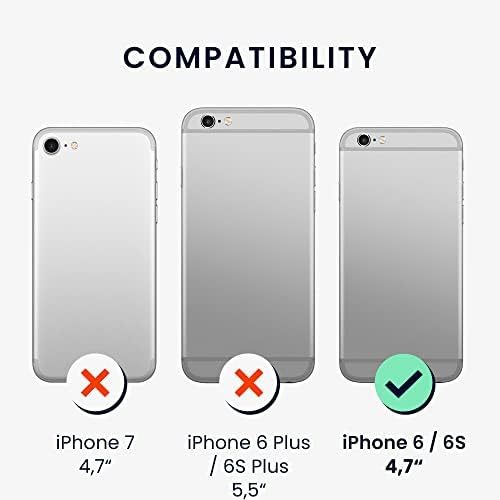 Caixa da carteira Kwmobile Compatível com Apple iPhone 6/6s - Capa de couro Faux Case - Design Rabit Branco/Cinza/Coral