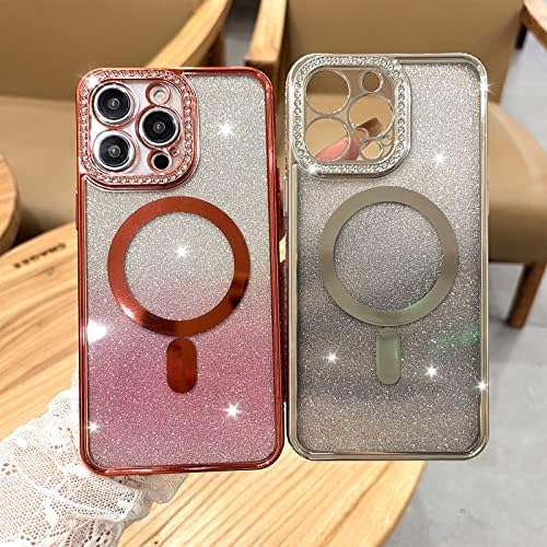 Kanghar compatível com iPhone 14 Pro Max Max Gradie Glitter Glitter Case Luxury Plating Rhinestone Bling TPU Soft Sparkle Case com