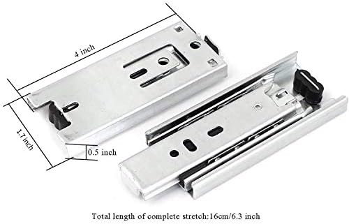 Slides de gavetas, Rilexawhile 1 par de 4 polegadas de extensão total menos slides de gavetas de rolamentos de ruído, para gavetas