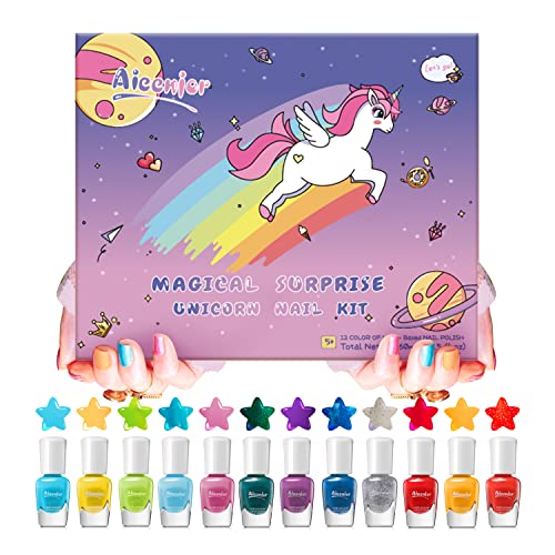 Kit de esmalte Aieenjor Kids, 12 colorido para crianças de unhas.