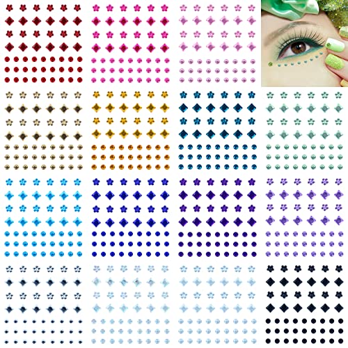 Face Jewels-Face Gems grudam em adesivos autônomos adesivos de strass-brinquedo 15 folhas 15 lençóis de olho unhas maquiagem