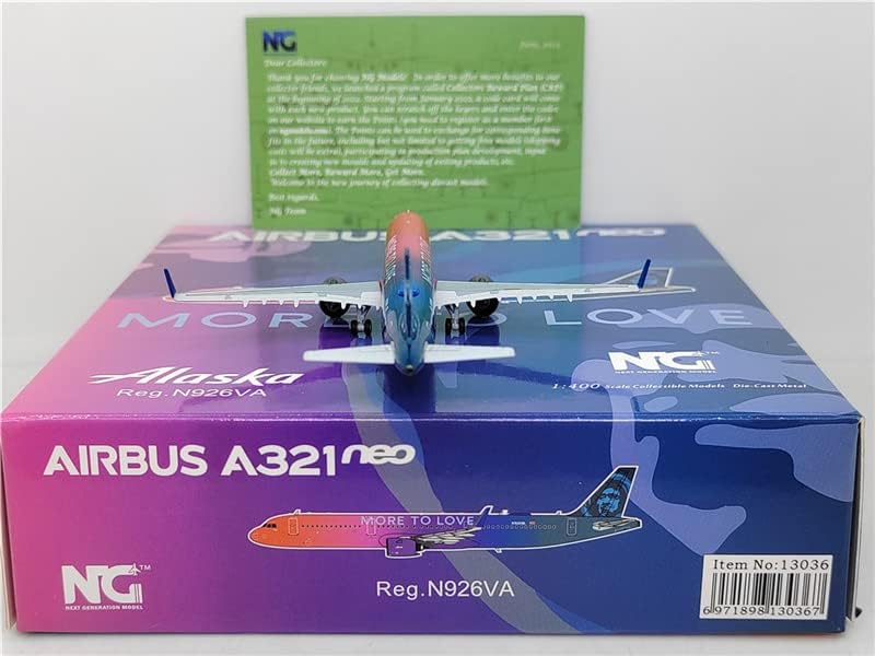NG Model Alaska Airlines para Airbus A321neo N926VA More to Love 1/400 Diecast Aircraft Modelo