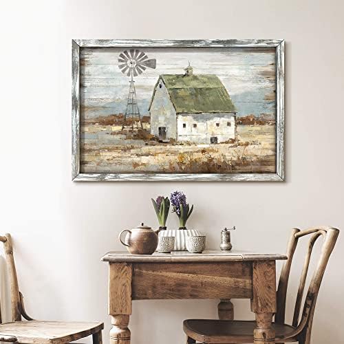 Arte da parede do celeiro Imagem emoldurada: fazenda rústica de madeira de vento de madeira de madeira cena cena cena cena