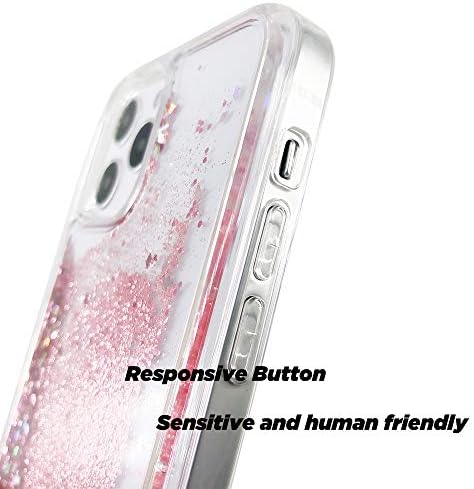 Caixa de glitter ucolor compatível com iPhone 12/12 Pro 6.1 2020 Cachoeira Bling Líquido Flato de brilho e estojo de proteção transparente