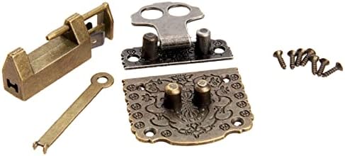 Jahh Door Lock 2pcs/kit de dobradiças + trava de trava Hasp hasp antique bronze vintage caixa de madeira armário de caixa