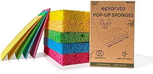 Eplanita pop-up esponja a celulose natural, limpeza compostável, sem arranhões para cozinha e banheiro, lavagem de lavagem, esfoliação
