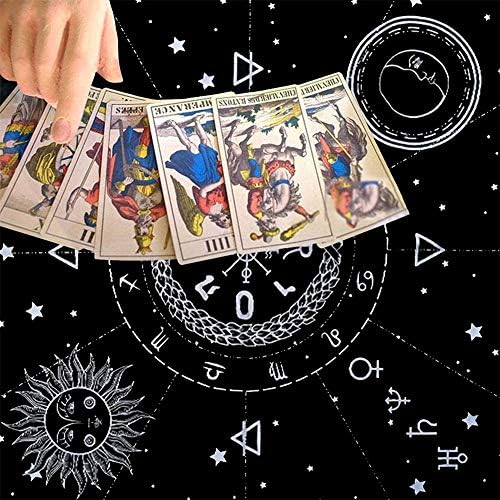 Ixiger Altar Cloth, 12 Constellation Tarot Pano, Tocada de mesa de adivinhação, presentes de bruxa usam para Wiccan Witchcraft