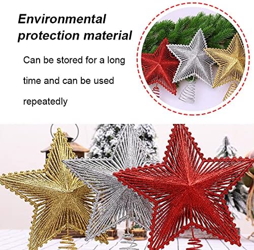 Weimay 3pcs Christmas Star Tree Topper Metal Metal Glitled Christmas Tree Topper Star Treetop Decoration for Christmas Tree