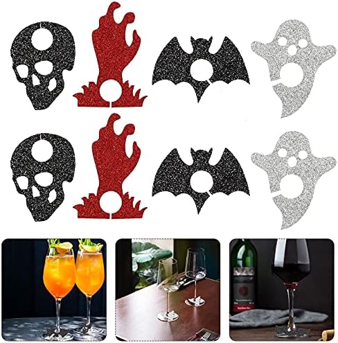 8pcs Halloween Wine Glass Ring Ring não tecido Creative Wine Cup Decoration Decoração para festa de celebração