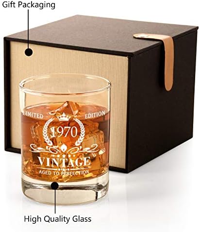 Triwol 53º Presentes de aniversário para homens, Vintage 1970 Glass de uísque engraçado 53 Presente de aniversário para pai,