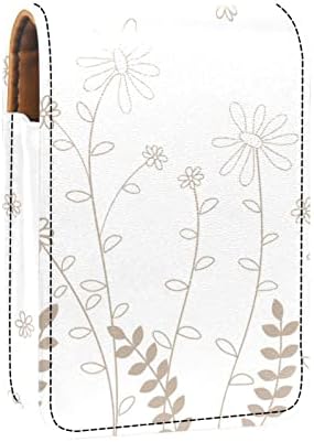 Caixa de batom de Oryuekan com espelho bolsa de maquiagem portátil fofa, bolsa cosmética, folhas de vintage de flores