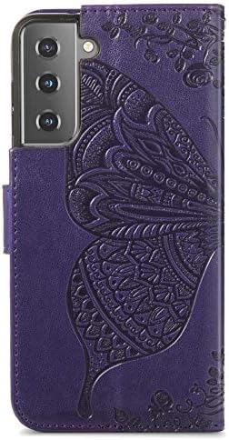 Monwutong Cartet Case para Samsung Galaxy S22 （Não Fit S22 Plus, 3D Butterfly Padrive PU