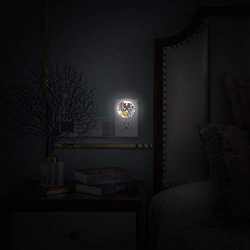Baby Night Light With Two Tigers Flowers Night Light Plug in Wall With Dusk-to-Dawn Sensor 2-Pack