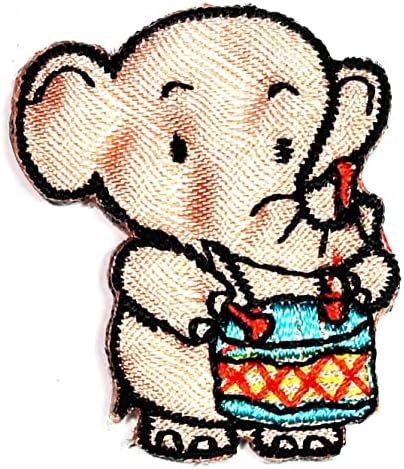 Kleenplus Mini elefante fofo de bateria de cartoon em remendos atividades atividades bordadas de logotipo de jeans