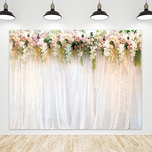 Riyidecor Flores de casamento Flores cenários de pano de noiva Federal de parede floral