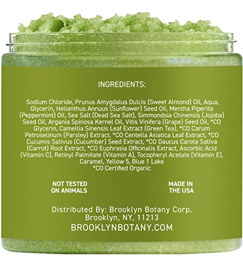 Brooklyn Botânica Sal do Mar Morto e Matcha Green Tea Body Scrub - Hidratante e esfoliante corpo, rosto, mão, esfoliação