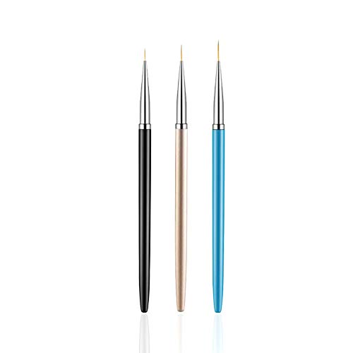 Bruscos de linear de pregos de 3pcs, pintura de gel UV Pinco de nylon de design de acrílico, canetas de desenho de