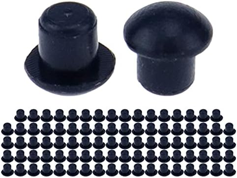 Risbay 100pcs 6mmx6mm Plugues de borracha de borracha sólida em forma de T preta para armários, armários