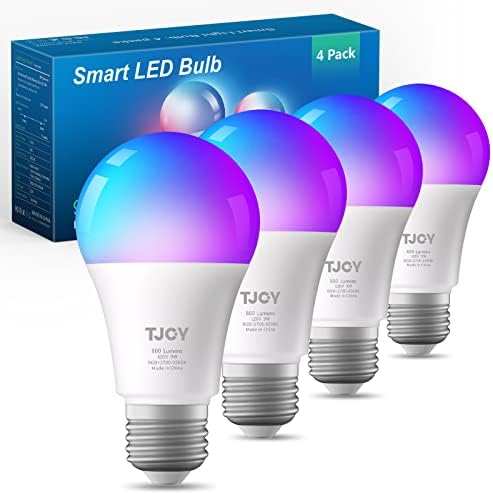 Lâmpada TJoy Bluetooth, lâmpadas inteligentes com controle de aplicativos, lâmpadas de lâmpadas LED de alteração de cor RGB SYNC,