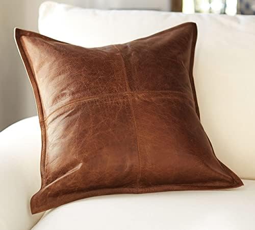 Capa de travesseiro de couro Jackson Cover de couro marrom mano