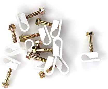 Âncoras cônicas plásticas com nervuras e clipes de parafuso de cabo branco - para concreto, estuque, tijolo, drywall e kit semelhante