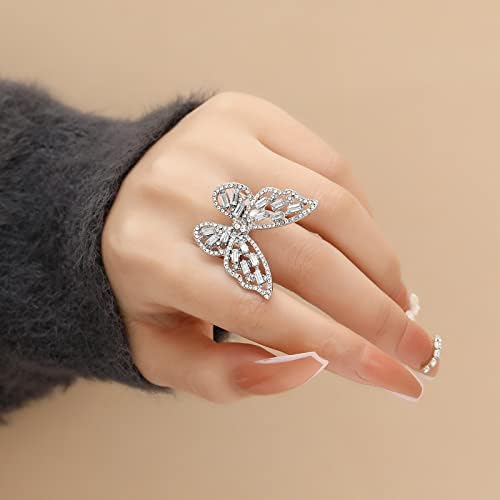 Anéis finos de Yistu para mulheres anel de borboleta oca de estilo frio estilo de personalidade da moda Luz de luxo Anel aberto