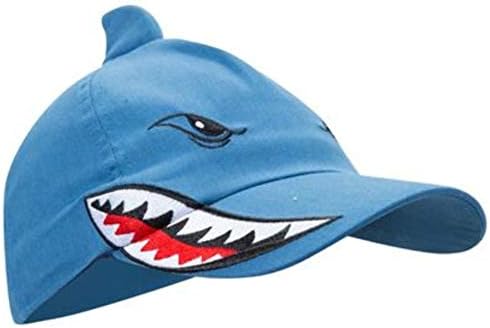 Chapéu de beisebol infantil com tampa de tubarão com alça de fin azul de um tamanho ajustável