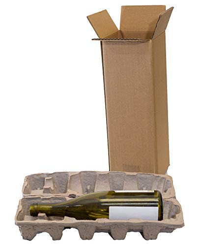 Carlsbad embalagem - caixa de remessa de vinho - 1 garrafa 750 mil - inserção de polpa de fibra moldada com recipiente