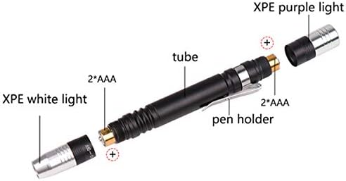 Pen Light Detector Torch Ultra Violet Torch Purple White para teste mini caneta uv lanterna 395nm 2 em 1 lanterna UV LED Penlight Blacklight