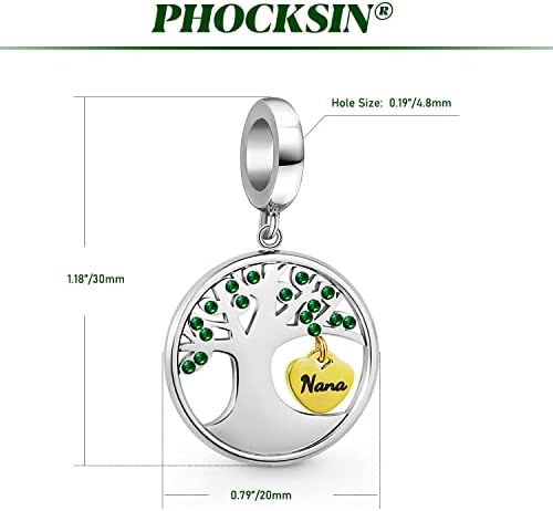 Phocksin Family Tree of Life Charms de contas para pulseiras | Presentes de aniversário de Natal para mamãe vovó sobrinha irmã Nana