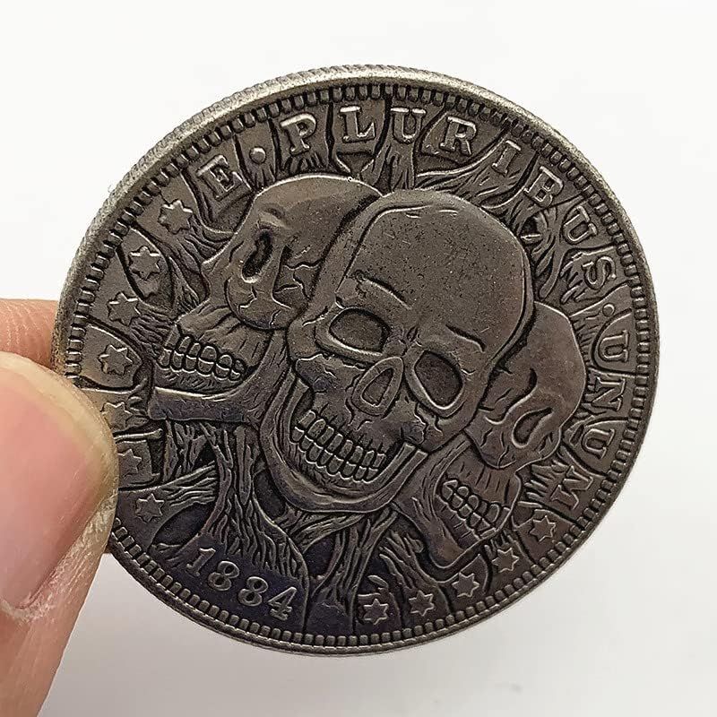 1884 Cabeça de moeda erragem Chefe de cobre e prata Comemorativa Coleção de moedas Medalha de moeda de cobre de dente de dente