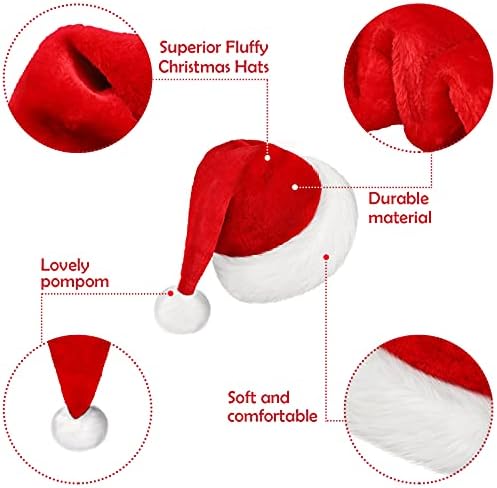 McEast 1 pacote de Natal Hat de Papai Noel Classic Velvet Santa Hat Chas Holiday Hat Hat for Christmas Ano Novo Festivo Festive