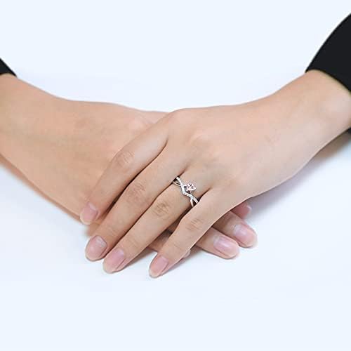 Starchenie crossover birthstone anéis para mulheres esterlina prata torcida noivado de noivado de casamento anéis com