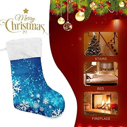 Sinestour Snowflakes Christmas Ano Novo Meias de Natal Grandes meias de Natal para lareira Staer de árvore de Natal Socrilhas
