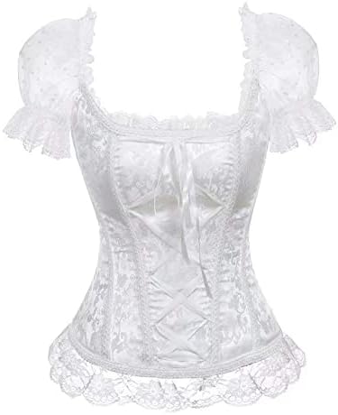 Espartilhos para mulheres Princesa Renaissance Corset Overbust Bustier Top Gothic Lace Ruched Mangas elegantes corset top