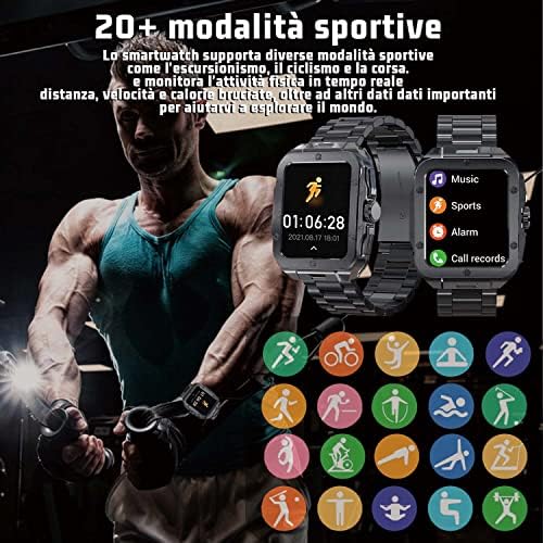 RollStimi Militar Smartwatch 1,85 '' IP68 Smartwatch Smart à prova d'água com chamadas Bluetooth, 20 Modos Sport Fitness Rastrey Watch,