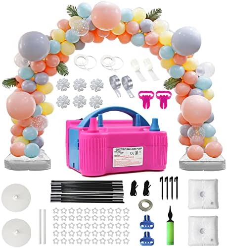 Bomba de balão elétrico com kit de arco de balão, 110v-120V inflador elétrico de bobo dual para festa de aniversário, casamento,