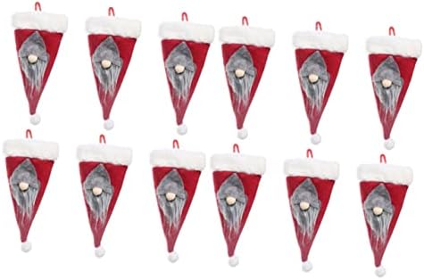Cabilock 12 PCs Gnome Decoration Forks Towery Table Red Supplies Faceless Bolsões Dinner Swedish Tableware Hat Cove
