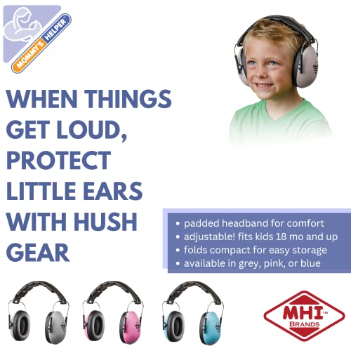 Mommy Hush Hush Gear Ruído cancelando fones de ouvido para crianças Proteção de ouvido, rosa