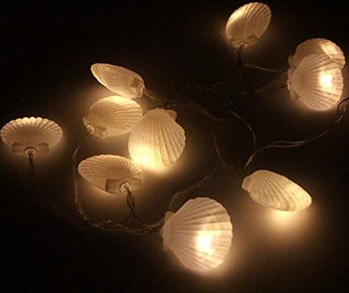 Luzes de cordas da Shell Dreamworth, luz de 5 pés de shell com 10 LEDs, luzes de casca marítima alimentada por bateria para