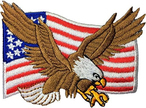 Águia careca com a bandeira americana Bordado Bordado Sew On Patch by Ranger Return