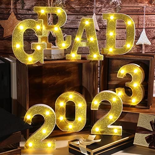 8 LED LETEE LETRES LUZES GRADE 2023 SINAL, Números de carta de graduação para decorações de festas de formatura, 2023 Decorações