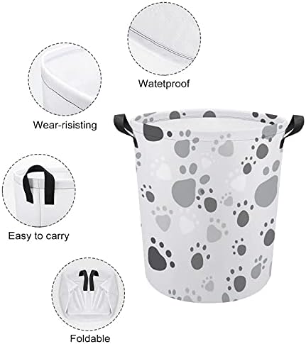 Foduoduo cesta de lavanderia preta e branca pata impressão de roupa cesto com alças Saco de armazenamento de roupas sujas dobráveis